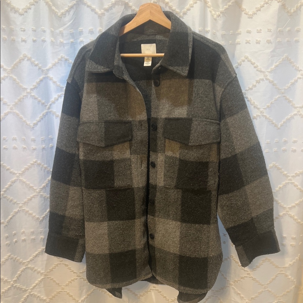 Gray and Black Plaid Jacket
